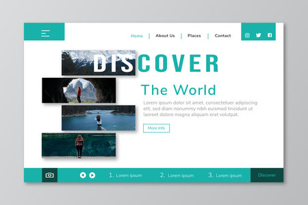 UI kits Travel landing page website designのイラスト素材