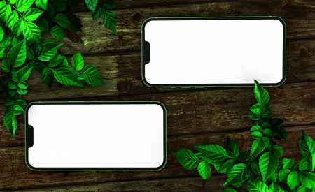 3d realistic rendering phone mockup designの写真素材