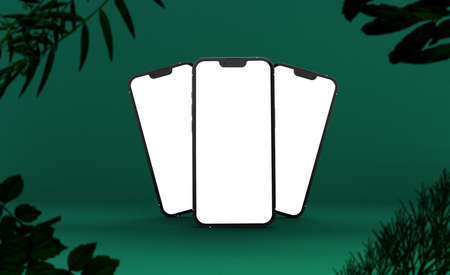 3d realistic rendering phone mockup designの写真素材