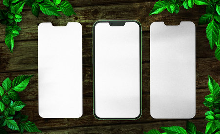 3d realistic rendering phone mockup designの写真素材