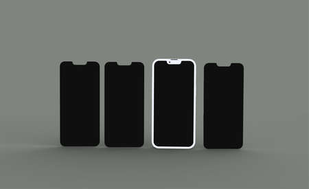 3d realistic rendering phone mockup designの写真素材