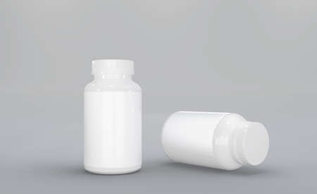 3d rendering box and bottle mockup designの写真素材