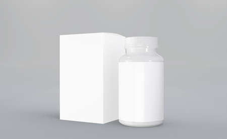 3d rendering box and bottle mockup designの写真素材