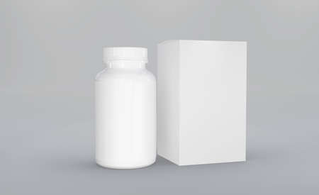 3d rendering box and bottle mockup designの写真素材