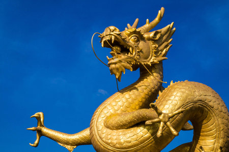 Golden dragon statue,Phuket,Thailandの写真素材