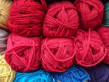 wool knitting. colored threads for knitting