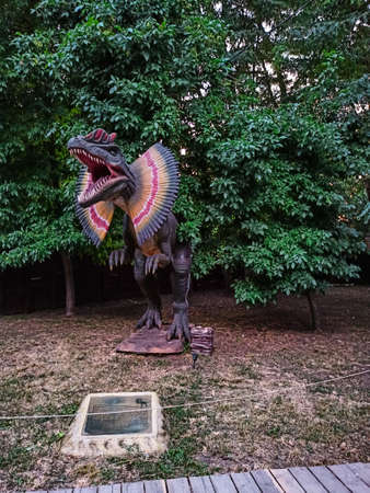 Taganrog; Russia-July 08; 2020: Late Jurassic period / 156-145 million years ago. In the Dinopark.のeditorial素材