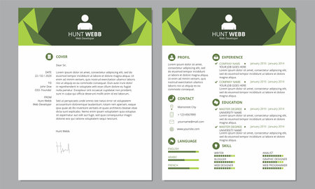 Resume Template Green Cover Minimalistのイラスト素材