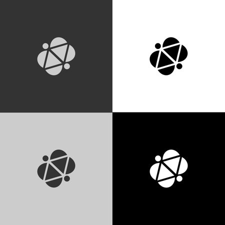 Set Molecule icon isolated on black and white background. Structure of molecules in chemistry, science teachers innovative educational poster. Vector Illustrationのイラスト素材