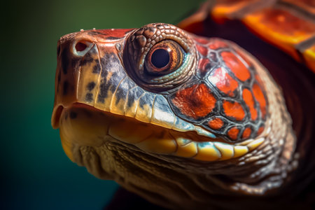 Portrait of a red-bellied tortoise (Trachemys scripta elegans)の素材