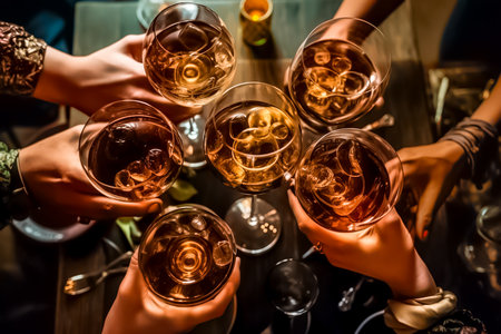 Bartender pouring champagne in glasses on bar counter, closeupの素材