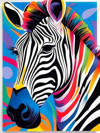 Zebra head on abstract colorful background. Vector illustration for your designの素材