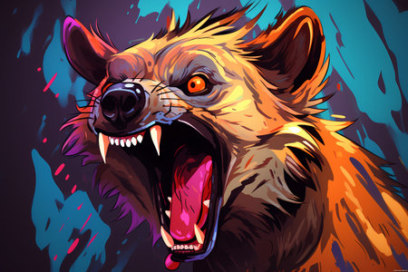 Illustration of a wolf head in a grunge style on a dark backgroundの素材