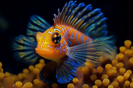 Close up of colorful fish in a coral reef.の素材