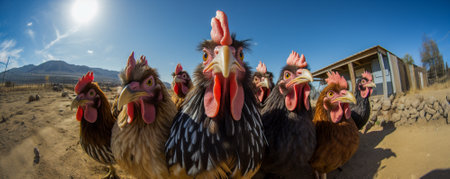 Selfie Of a Chickens in a farm in the highlandsの素材