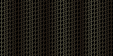 Seamless pattern with golden lines on black background. Vector illustration.