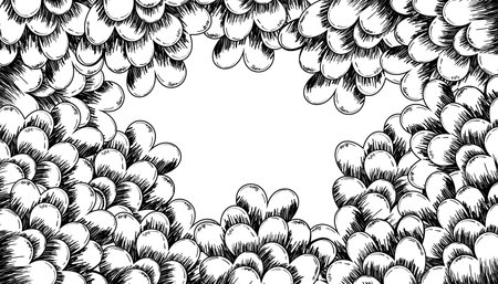 Frame with hearts. Black and white vector illustration for Valentine's Day.のイラスト素材