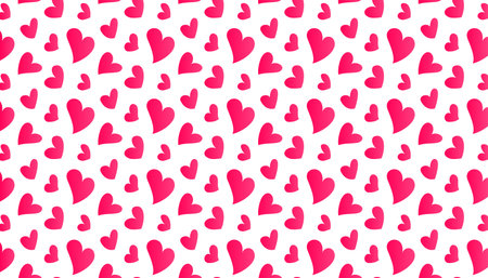 Seamless pattern of red hearts on a white background. Vector illustration