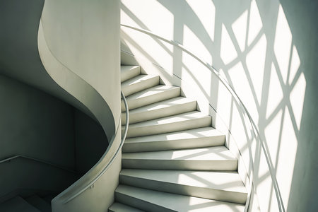 staircase in modern building with light and shadow, stock photoの素材