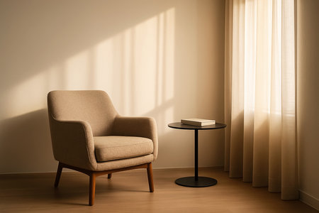 Luxury armchair in living room. 3d render.の素材