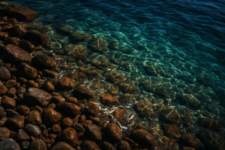 Rocky coast of the Mediterranean Sea in Turkey. Toned.の素材