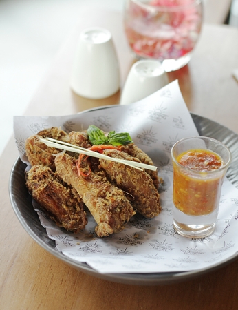 Fried chicken for breakfastの写真素材