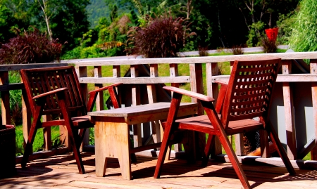 Coffee tables in Chiang Mai, Thailandの写真素材