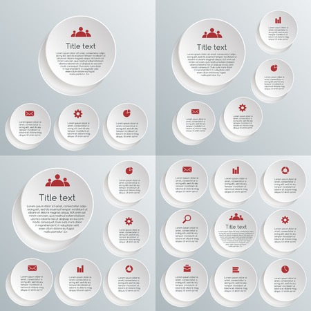Vector circle infographic. Template for diagram, graph, presentation and chart. Business concept with 3, 4, 5, 8, 9 options, parts, steps or processes. Abstract background.のイラスト素材
