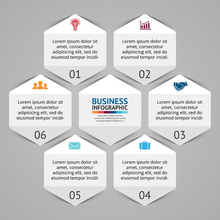 white hexagons circle infographicのイラスト素材