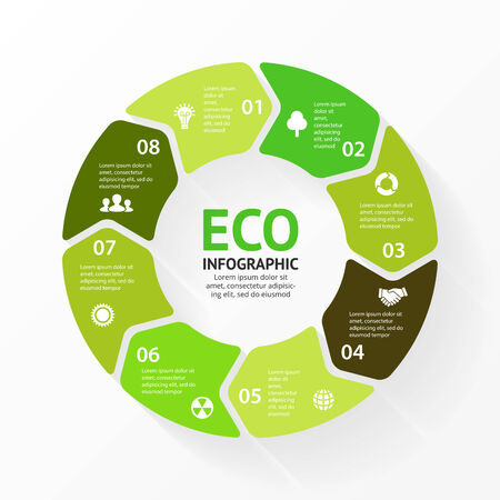 Vector green circle arrows eco infographic.のイラスト素材