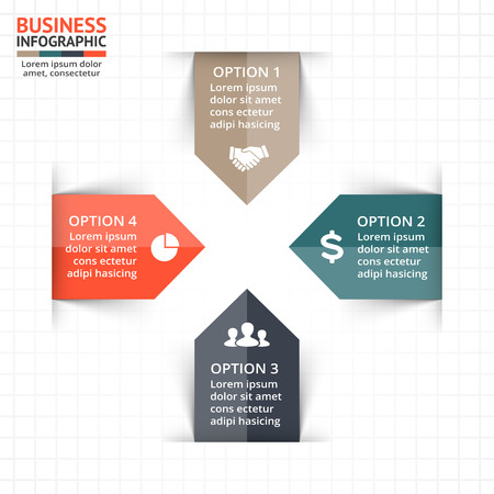 Circle arrows diagram for graph infographic presentation with 4 steps parts options.のイラスト素材