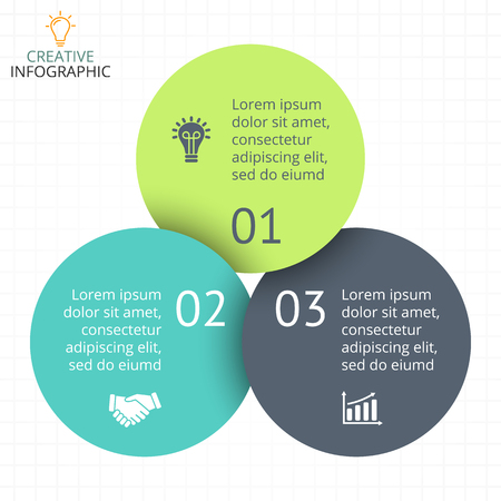 Circle arrows diagram for graph infographic presentation with 3 steps parts options.のイラスト素材