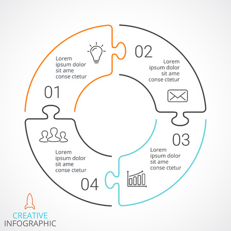 Circle arrows diagram for graph infographic presentation with steps parts options.のイラスト素材