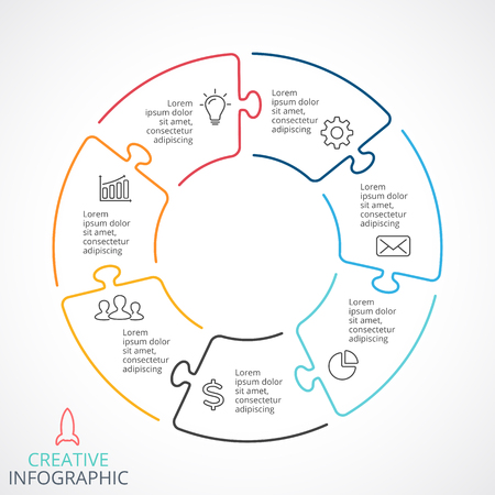 Circle arrows diagram for graph infographic presentation with steps parts options.のイラスト素材