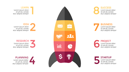 Circle arrows diagram for graph infographic presentation with steps parts options.のイラスト素材