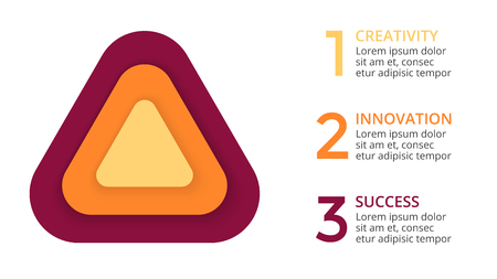Vector circle arrows infographic, cycle diagram, triangle graph, presentation chart. Business concept with 3 options, parts, steps, processes. 3d layers. 16x9 slide.のイラスト素材