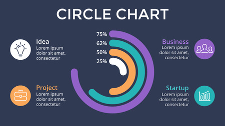 Vector circle lines infographic, cycle diagram, arrows graph, presentation chart. Business concept with 4 options, parts, steps, processes. Marketing strategy.のイラスト素材