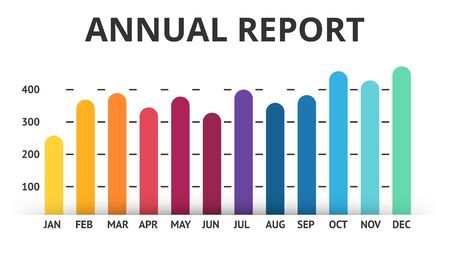 Vector arrows infographic, diagram lines color chart, graph presentation. Annual report. Business year concept with 12 months.のイラスト素材