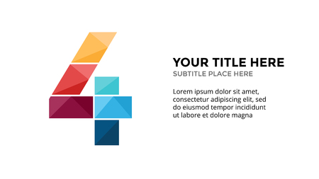 Vector alphabet infographic. Presentation slide template. Business font concept with number 4 and place for your text. 16x9 aspect ratio.のイラスト素材