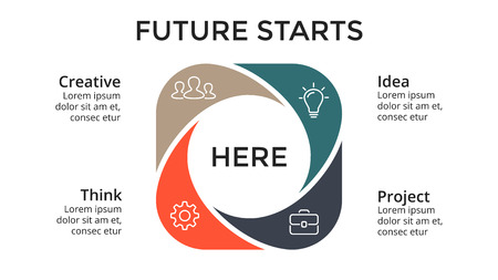 Vector circle arrows infographic, cycle diagram, graph, presentation chart. Business concept with 4 options, parts, steps, processes. Slide template.のイラスト素材