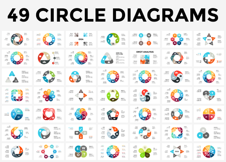 Vector circle arrows infographic, cycle diagram, graph, presentation chart. Business concept with 3, 4, 5, 6, 7, 8 options, parts, steps, processes.のイラスト素材