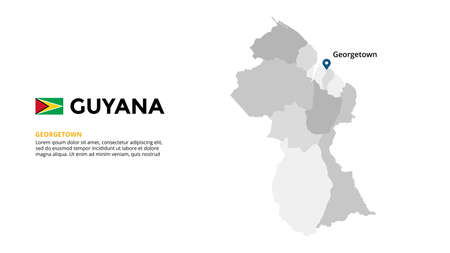 Guyana vector map infographic template. Slide presentation. Global business marketing concept. South America country. World transportation geography data.のイラスト素材