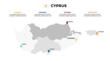 Cyprus vector map infographic template. Slide presentation. Global business marketing concept. Color Europe country. World transportation geography data.のイラスト素材