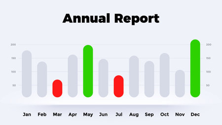 Neumorphic Chart. Annual report. 12 months. Vector Infographic graph. Presentation diagram template. Neumorphism statistical reports.のイラスト素材
