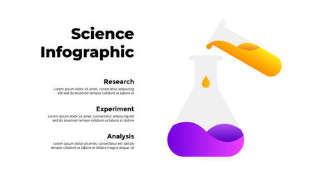 Scientific research Infographic. Science experiment. Chemistry or biology diagram. Two flasks with different liquids. Vector illustration slide template.のイラスト素材