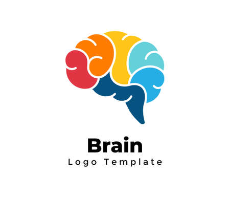Creative colorful brain vector logo template. Abstract educational sign. Thinking concept. Medical symbol. Generating ideas graphic element.のイラスト素材
