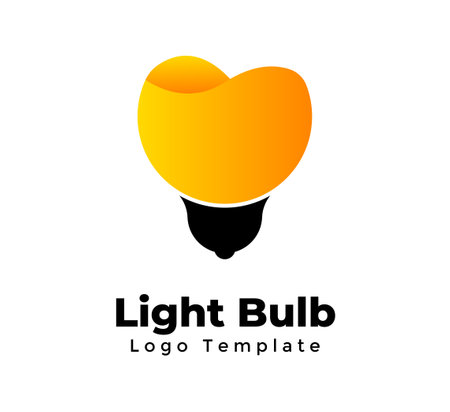 Light bulb vector logo template. Abstract creative sign. Idea concept. Orange juice. Modern minimalistic symbol. Identity graphic element.のイラスト素材