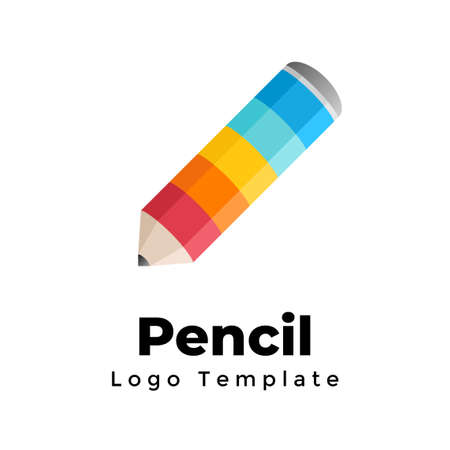 Creative vector pencil logo template. Education concept. Abstract writing sign. Learning symbol. Identity graphic element. Studying icon.のイラスト素材