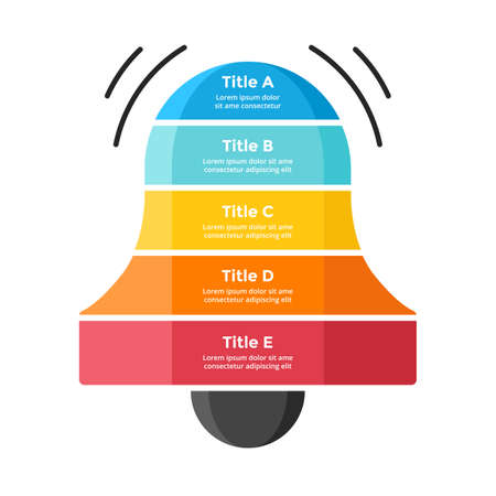 Creative vector notification infographic template. Social media . Bell ring alert symbol. Reminder graphic element. New message web icon.のイラスト素材