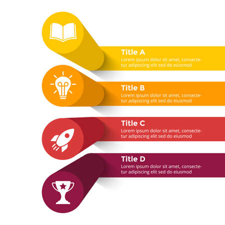 3D Vector Perspective Infographic. Presentation template. 4 step options. Chart concept. Pillars with shadows.のイラスト素材